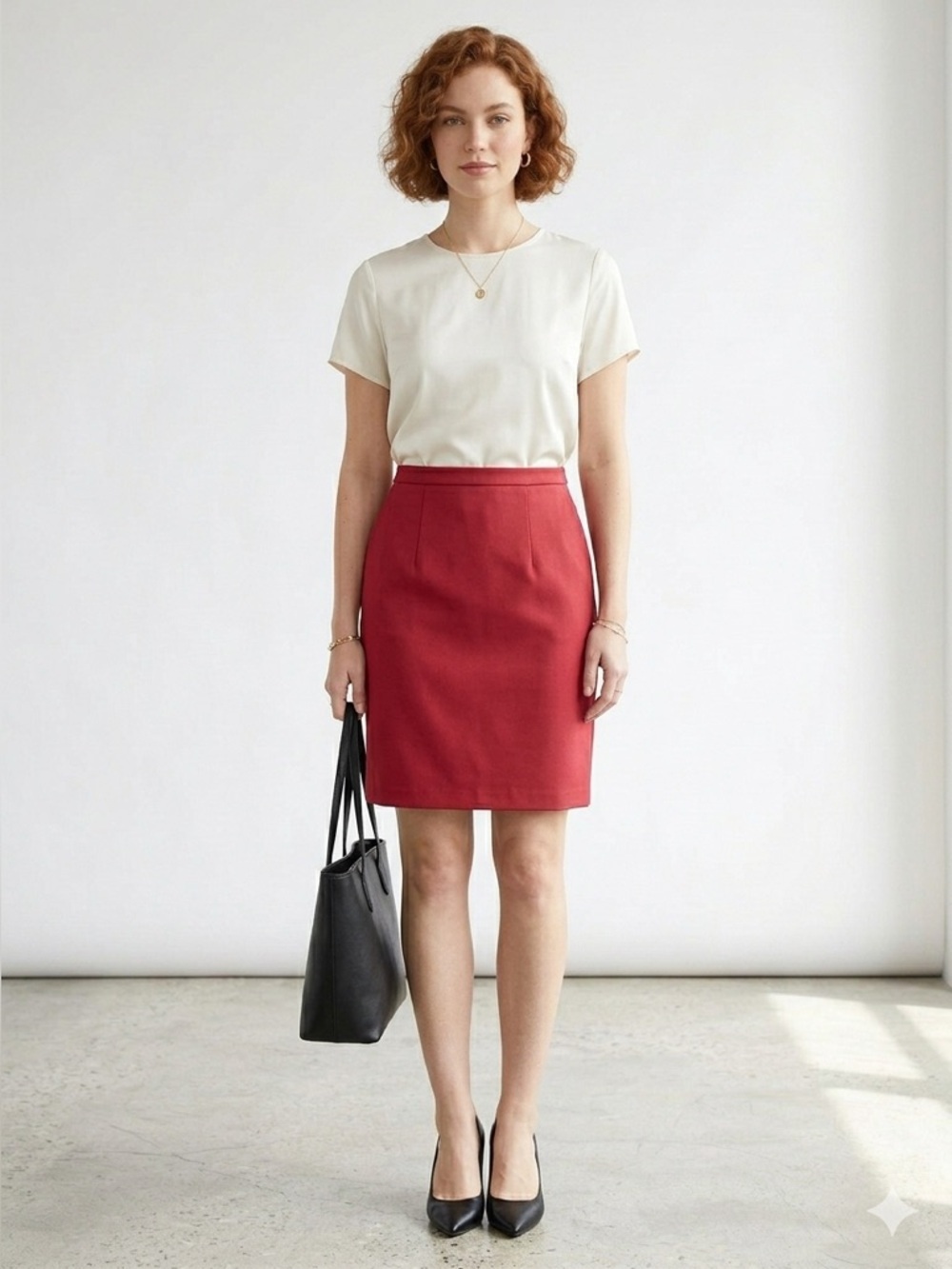 Dalia Collection Vibrant Coral Pencil Skirt